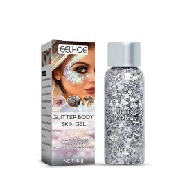 EELHOE Glitter Body Skin Gel Silver Makeup, Fish Scale Sequin, Glitter Gel, Stage Show, Makeup Props, Eyeshadow
