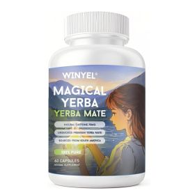 WINYEL Yerba Mate Capsules 75mg Natural Caffeine Per Capsule Natural Plant-Based Energy & Focus Support Supports Mental Clarity & Digestive Wellness G