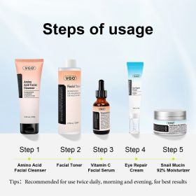 SKINCARE 5-STEP ROUTINE CLEANSER - TONER - SERUM -EYE CREAM - MOISTURIZER