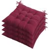 4Pcs Chair Cushion Pads Pillow 17.72x17.72x2.37in Soft Tie On Square Sitting Mats For Home Office Car Sitting Travel