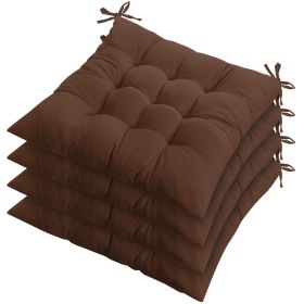 4Pcs Chair Cushion Pads Pillow 17.72x17.72x2.37in Soft Tie On Square Sitting Mats For Home Office Car Sitting Travel (Option: Pro_Brown)