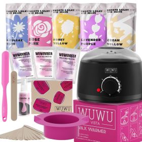 Waxing Kit WUWUVISTA 23 Items Hair Removal Wax Kit With Wax Warmer Waxing Beads For Face, Brazilian, Full Body, Bikini, Sensitiive Skin  Skin Suitable (Option: Black-US Plug)