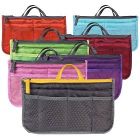 Women Lady Travel Insert Handbag Organiser Makeup Bags Toiletry Purse Liner w/Hand Strap (Option: Blue)