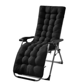 66.92x22.04in Thickened Chaise Lounger Cushion Recliner Rocking Chair Sofa Mat Deck Chair Cushion (Option: Pro_Black)