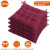 4Pcs Chair Cushion Pads Pillow 17.72x17.72x2.37in Soft Tie On Square Sitting Mats For Home Office Car Sitting Travel