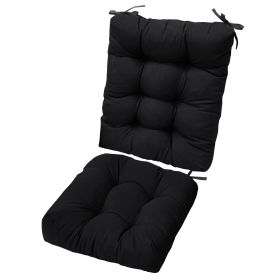 Rocking Chair Cushion 2 Pieces Back Seat Sets with Non-Slip Ties Polyester Fiber Filling 
Comfortable for Indoor Home Office Car (Option: Black)