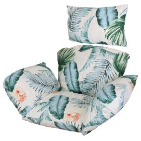 Egg Chair Cushion Hanging Basket Seat Cushion Thicken Soft Egg Swing Chair Pad Hanging Egg Chair Cushion with Headrest (Option: Beige_BlueLeaf)