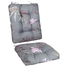 Rocking Chair Cushion 2 Pieces Back Seat Sets with Non-Slip Ties Polyester Fiber Filling Comfortable Cushions and Pads for Indoor Home Office Car (Option: Grey_GreenLeaf)