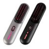 Cordless Negative Ion Hair Straightener Brush Rechargeable Mini Styling Comb with 12 Heating Levels Anti-scald 30S Preheating 30Mins Auto Sleep LCD Di