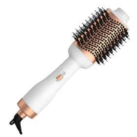 4 In 1 Hair Dryer Brush Curling Brush Hair Styler Volumizer Straightener Negative Ion Anti-frizz Hot-Air Hair Brush for All Hair Types Black White (Option: White)