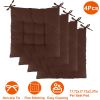 4Pcs Chair Cushion Pads Pillow 17.72x17.72x2.37in Soft Tie On Square Sitting Mats For Home Office Car Sitting Travel